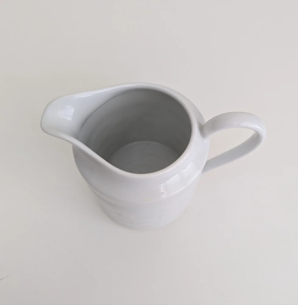 CRATE & BARREL Porcelain Creamer Jar Pitcher Milk Coffee Tea Classic White MINT